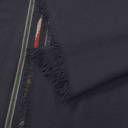 Sanskriti Vintage Black Soft Pure Wool Shawl Kullu Hand Woven/Loom Stole Scarf