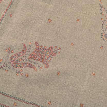 Sanskriti Vintage Gray Pure Wool Shawl Hand Embroidered Suzani Stole Scarf Wrap