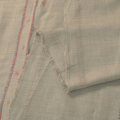 Sanskriti Vintage Gray Pure Wool Shawl Hand Embroidered Suzani Stole Scarf Wrap