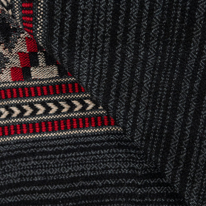 Sanskriti Vintage Long Indian Black Woolen Shawl Hand Woven Scarf Throw Stole