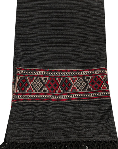 Sanskriti Vintage Long Indian Black Woolen Shawl Hand Woven Scarf Throw Stole
