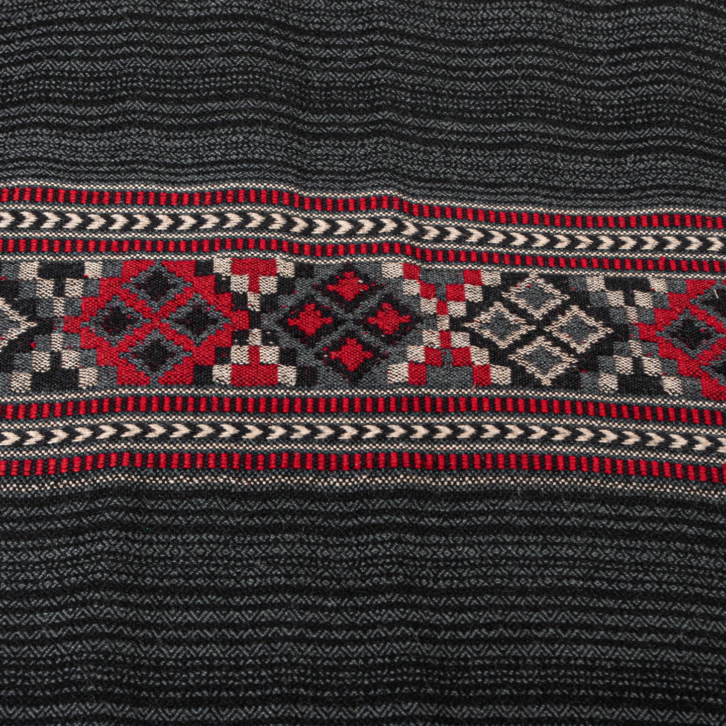 Sanskriti Vintage Long Indian Black Woolen Shawl Hand Woven Scarf Throw Stole