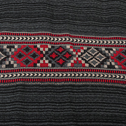 Sanskriti Vintage Long Indian Black Woolen Shawl Hand Woven Scarf Throw Stole