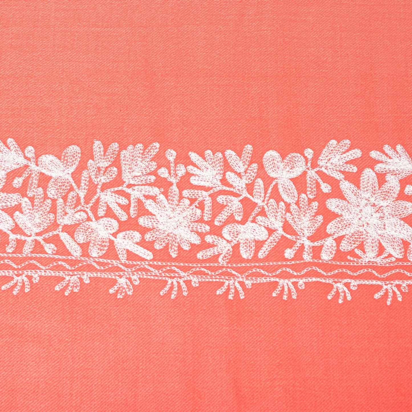 Sanskriti Vintage Long Peach Woolen Shawl Embroidered Aari Work ScarfThrow Stole