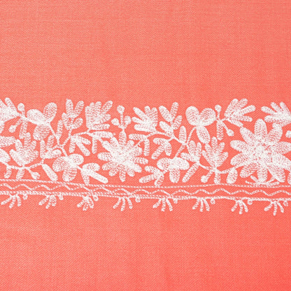 Sanskriti Vintage Long Peach Woolen Shawl Embroidered Aari Work ScarfThrow Stole