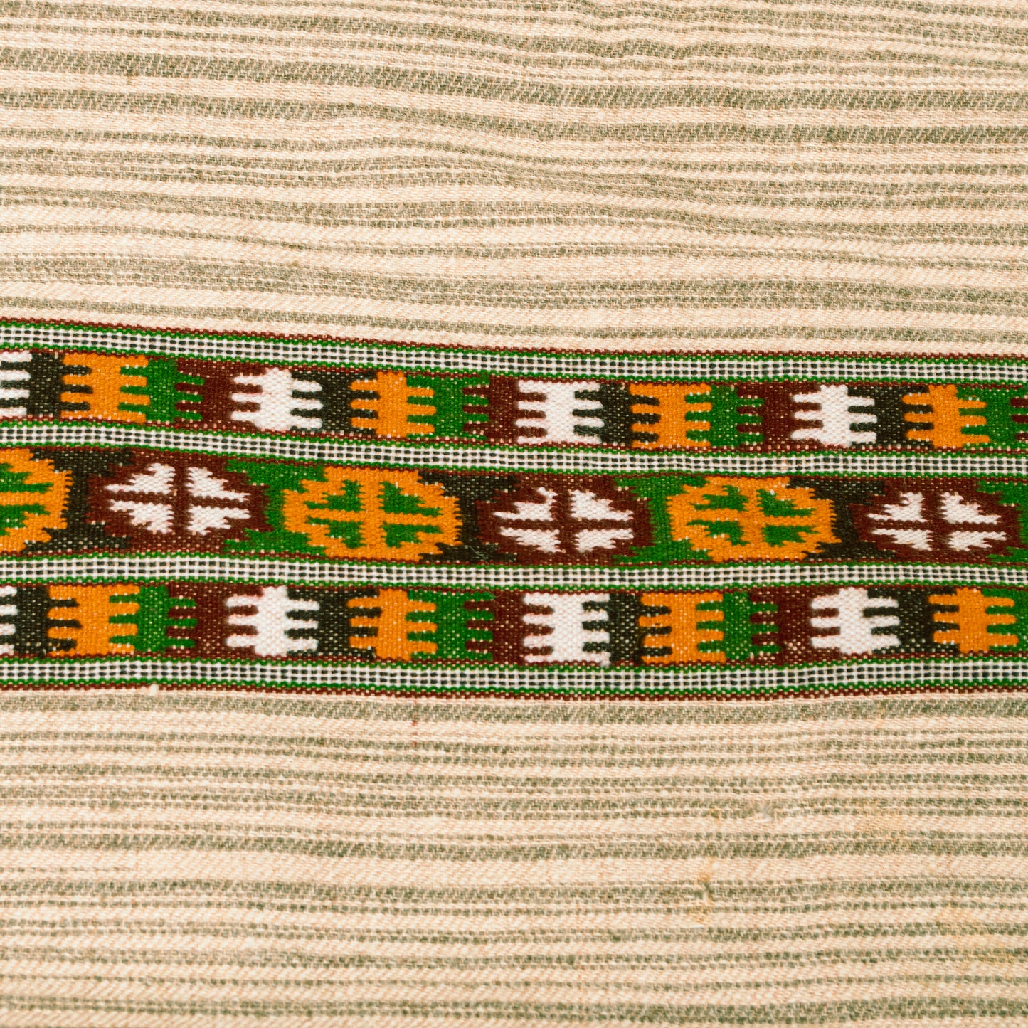 Sanskriti Vintage Long Cream Pure Woolen Shawl Woven Scarf Sustainable Stole