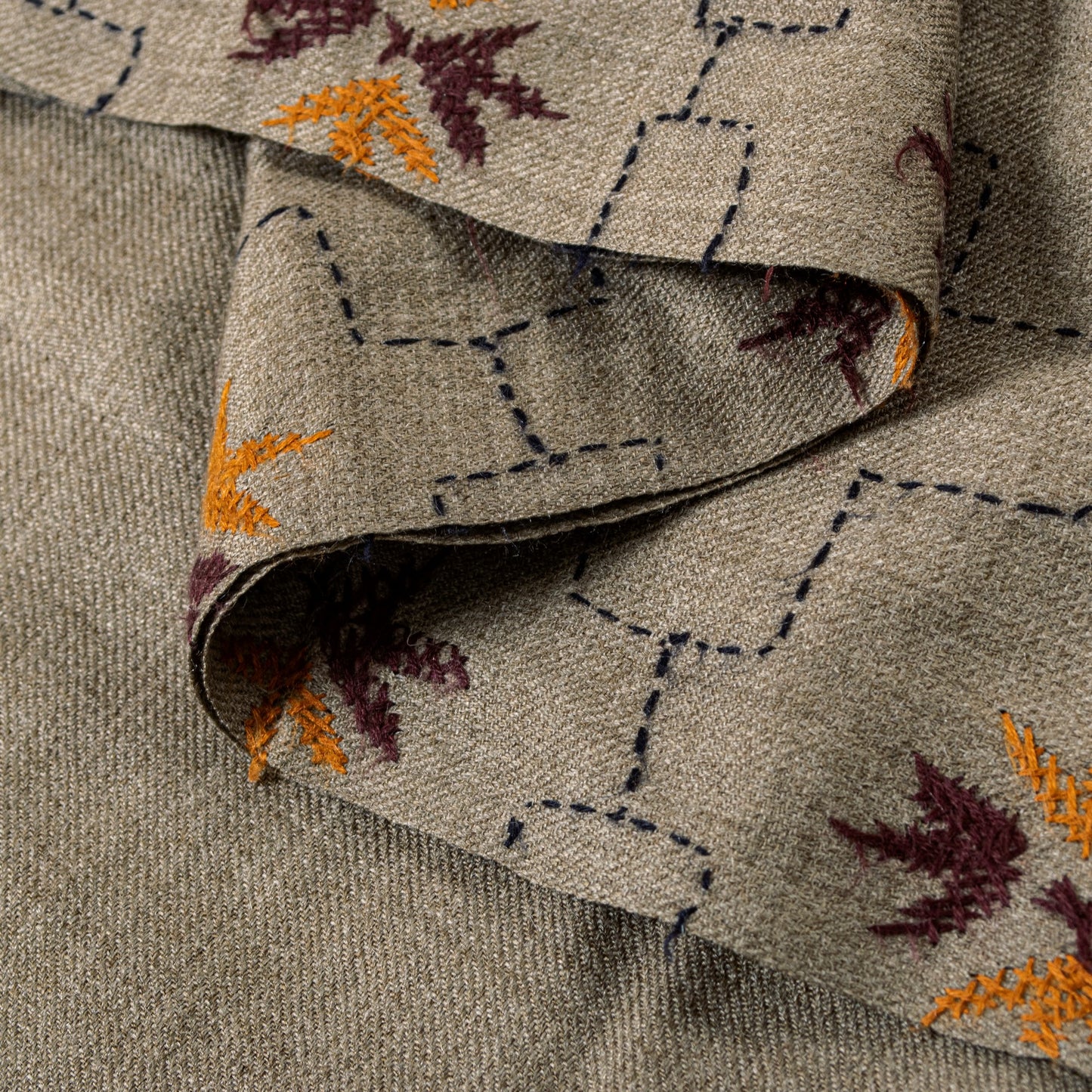 Sanskriti Vintage Long Gray Woolen Shawl Hand Embroidered Scarf Throw Head Stole