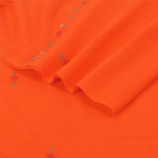 Sanskriti Vintage Long Shawl Hand Embroidered Aari Pure Woolen Orange Stole mikasa upholstery fabric