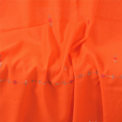 Sanskriti Vintage Long Shawl Hand Embroidered Aari Pure Woolen Orange Stole