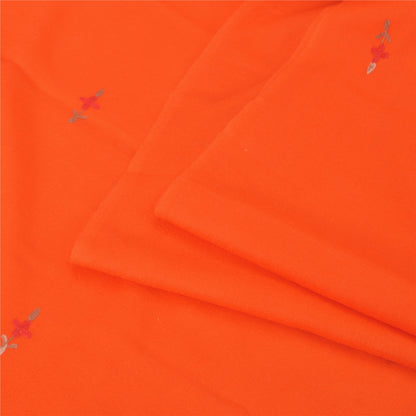 Sanskriti Vintage Long Shawl Hand Embroidered Aari Pure Woolen Orange Stole