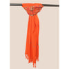 Sanskriti Vintage Long Shawl Hand Embroidered Aari Pure Woolen Orange Stole