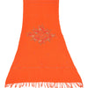 Sanskriti Vintage Long Shawl Hand Embroidered Aari Pure Woolen Orange Stole