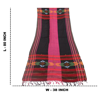 Sanskriti Vintage Pink/Black Long Woollen Shawl Embroidered Woven Scarf Stole