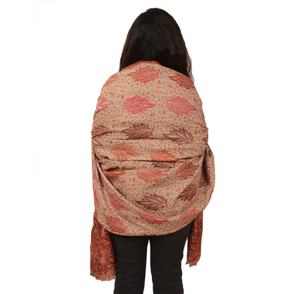 Sanskriti Vintage Indian Woven Shawl Scarf Viscose Cream Stole Throw Warm Stole