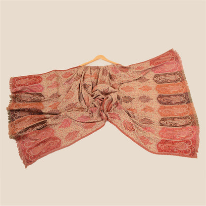 Sanskriti Vintage Indian Woven Shawl Scarf Viscose Cream Stole Throw Warm Stole