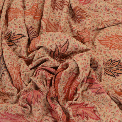 Sanskriti Vintage Indian Woven Shawl Scarf Viscose Cream Stole Throw Warm Stole