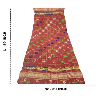 Sanskriti Vintage Indian Hand Embroidered Kutch Work Cotton Shawl Scarf Stole