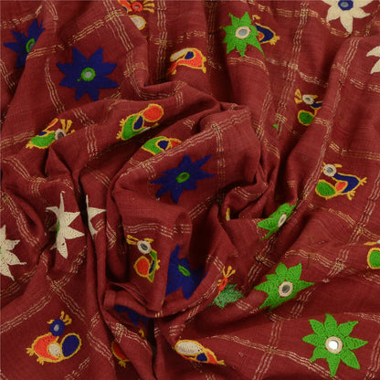 Sanskriti Vintage Indian Hand Embroidered Kutch Work Cotton Shawl Scarf Stole