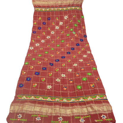 Sanskriti Vintage Indian Hand Embroidered Kutch Work Cotton Shawl Scarf Stole