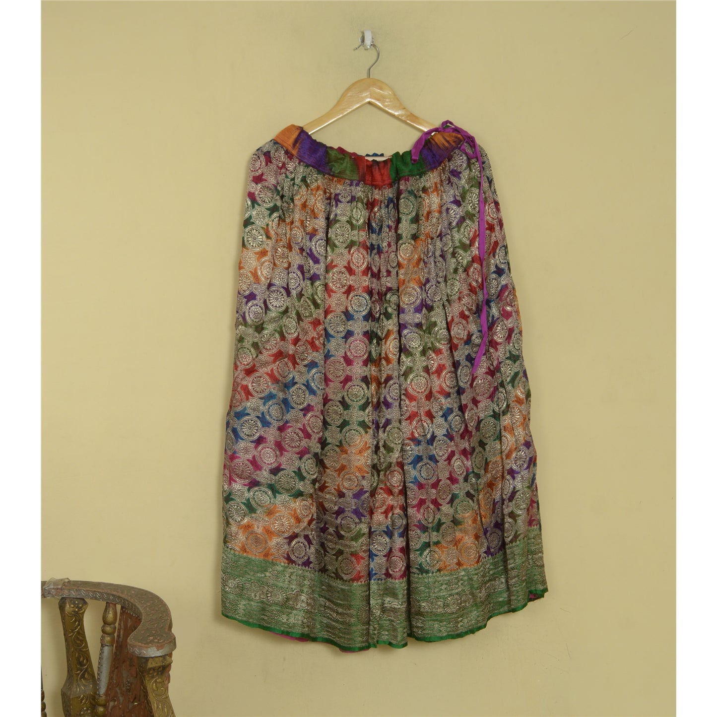 Sanskriti Vintage Long Stitched Skirt Pure Silk Woven Brocade/Banarasi Lehenga