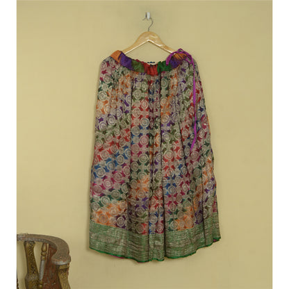Sanskriti Vintage Long Stitched Skirt Pure Silk Woven Brocade/Banarasi Lehenga