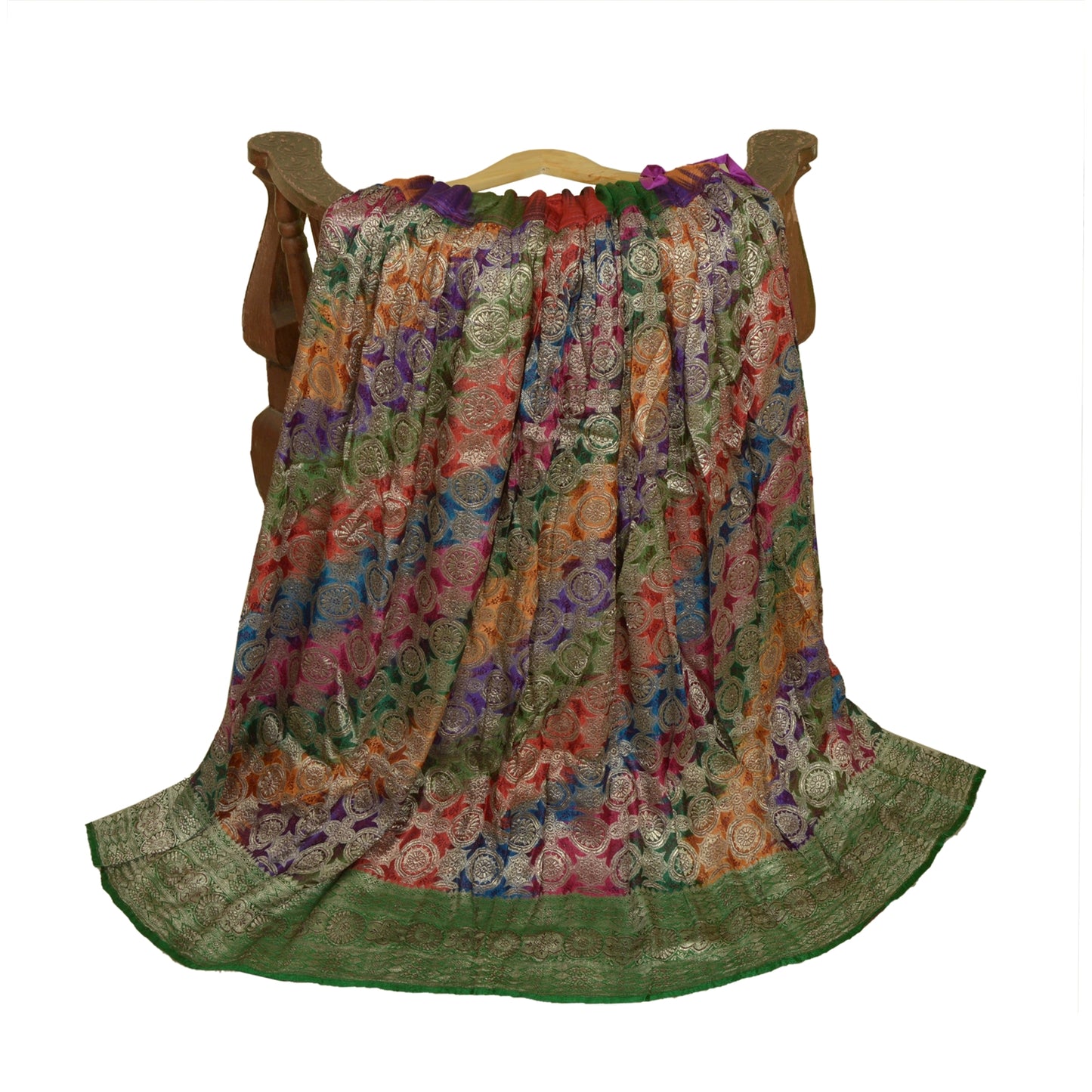 Sanskriti Vintage Long Stitched Skirt Pure Silk Woven Brocade/Banarasi Lehenga