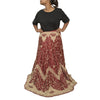 Sanskriti Vintage Long Skirt Pure Satin Hand Beaded Dark Red Stitched Lehenga