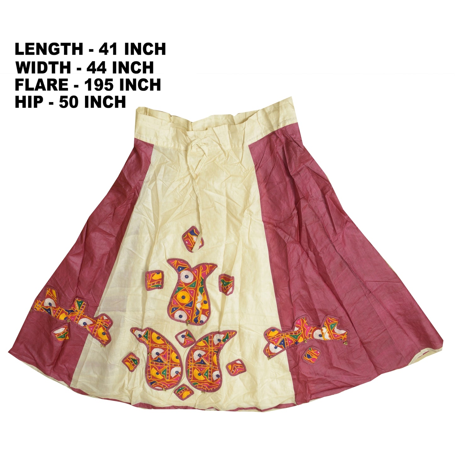 Sanskriti Vintage Indian Long Skirt Pure Silk Hand Embroidered Kutch Lehenga