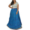 Sanskriti Vintage Pure Silk Long Skirt Hand Beaded Leheria Blue Zardozi Lehenga