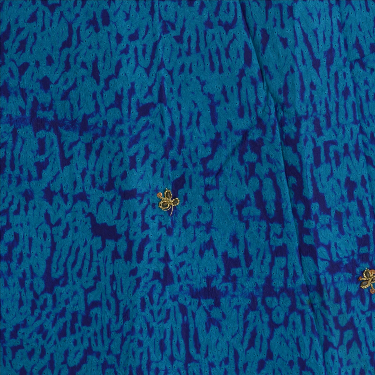 Sanskriti Vintage Pure Silk Long Skirt Hand Beaded Leheria Blue Zardozi Lehenga