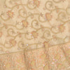Sanskriti Vintage Hand Beaded Indian Skirt Peach Party Pearl Beads Net Lehenga