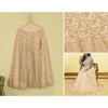 Sanskriti Vintage Hand Beaded Indian Skirt Peach Party Pearl Beads Net Lehenga