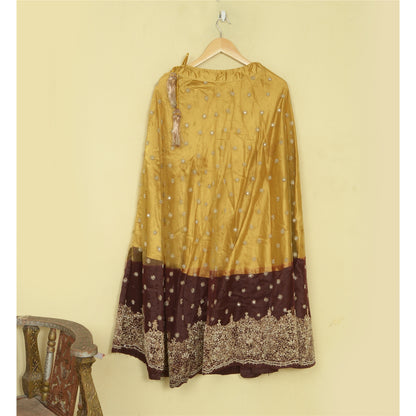 Sanskriti Vintage Indian Hand Beaded Net Lehenga Skirt Party Zardozi Work