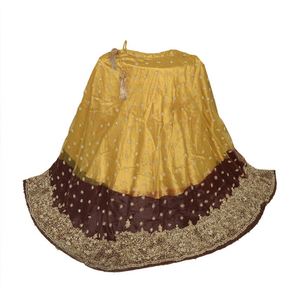 Sanskriti Vintage Indian Hand Beaded Net Lehenga Skirt Party Zardozi Work