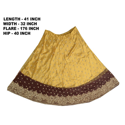 Sanskriti Vintage Indian Hand Beaded Net Lehenga Skirt Party Zardozi Work