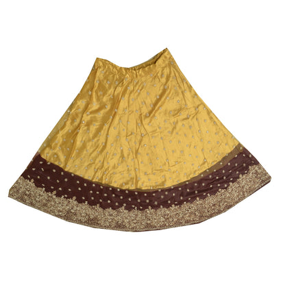 Sanskriti Vintage Indian Hand Beaded Net Lehenga Skirt Party Zardozi Work