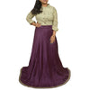 Sanskriti Vintage Long Skirt Hand Embroidered Purple Satin Silk Stitched Lehenga