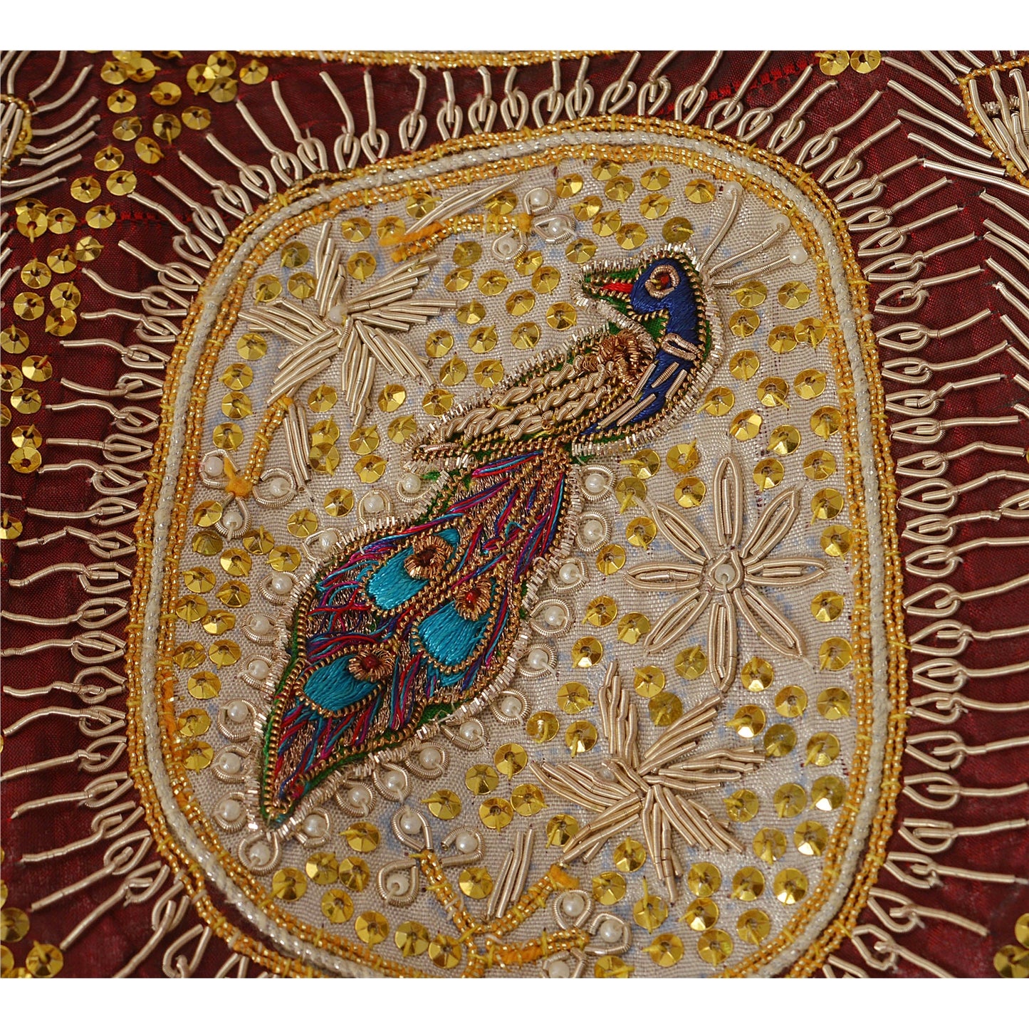 Sanskriti Vintage Unstitched Pure Silk Long Skirt Lehenga Heavy Wedding Zardozi