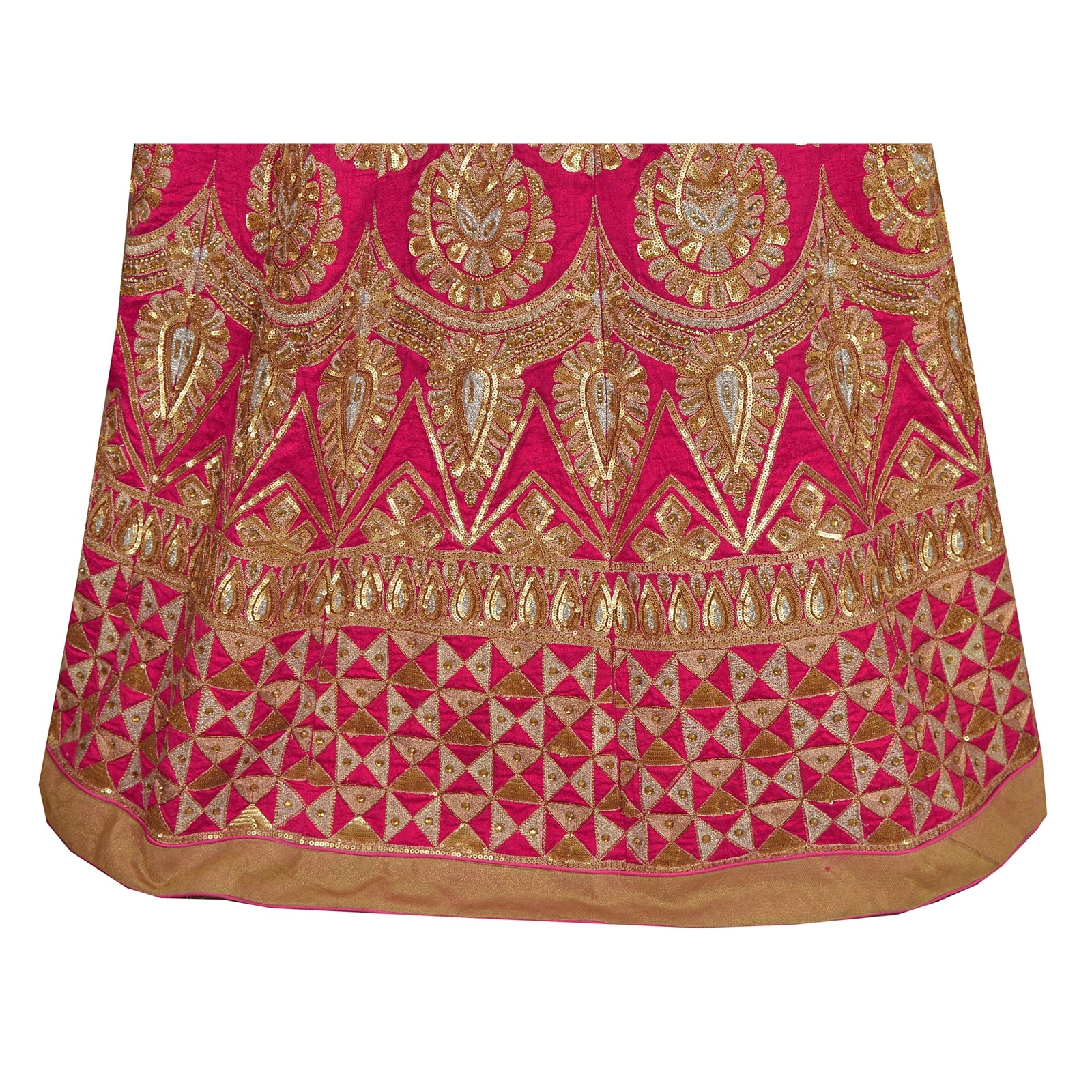 Sanskriti Vintage Pink Long Skirt Chanderi Silk Hand Beaded Ethnic Stitched