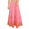 Sanskriti vintage Pink Long Skirt Art Silk Hand Beaded Ethnic Antique Stitched