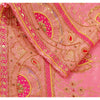 Sanskriti vintage Pink Long Skirt Art Silk Hand Beaded Ethnic Antique Stitched