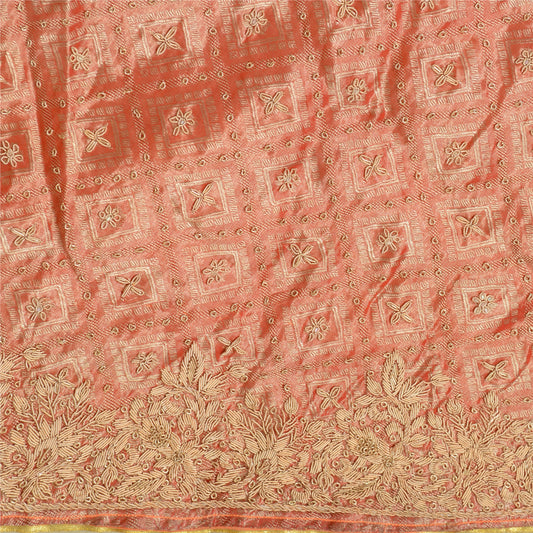 Sanskriti Red Long Skirt Pure Tissue Silk Hand Beaded Woven Stitched Lehenga