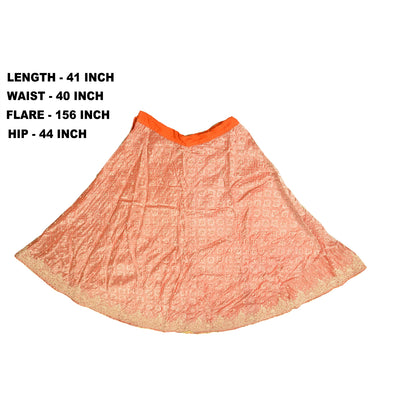 Sanskriti Red Long Skirt Pure Tissue Silk Hand Beaded Woven Stitched Lehenga