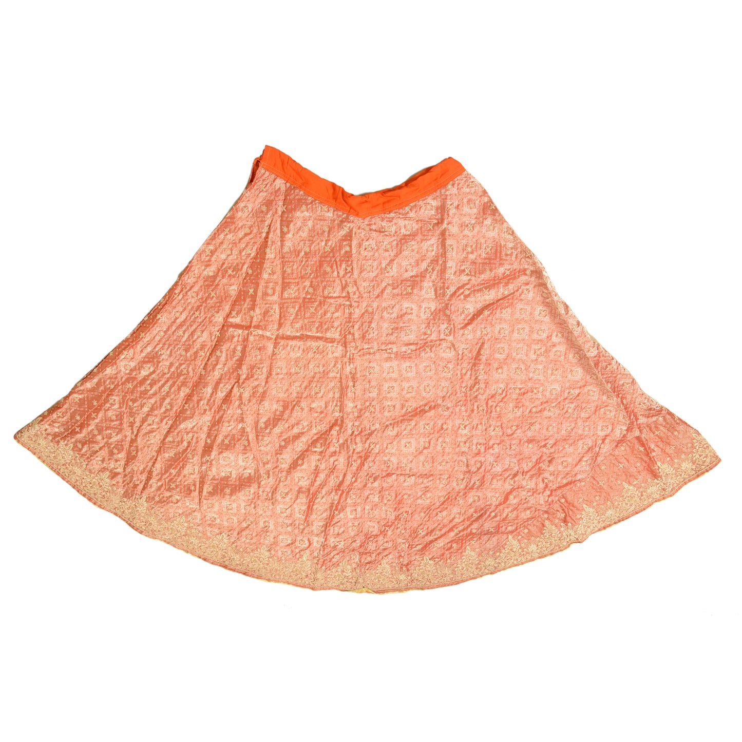 Sanskriti Red Long Skirt Pure Tissue Silk Hand Beaded Woven Stitched Lehenga