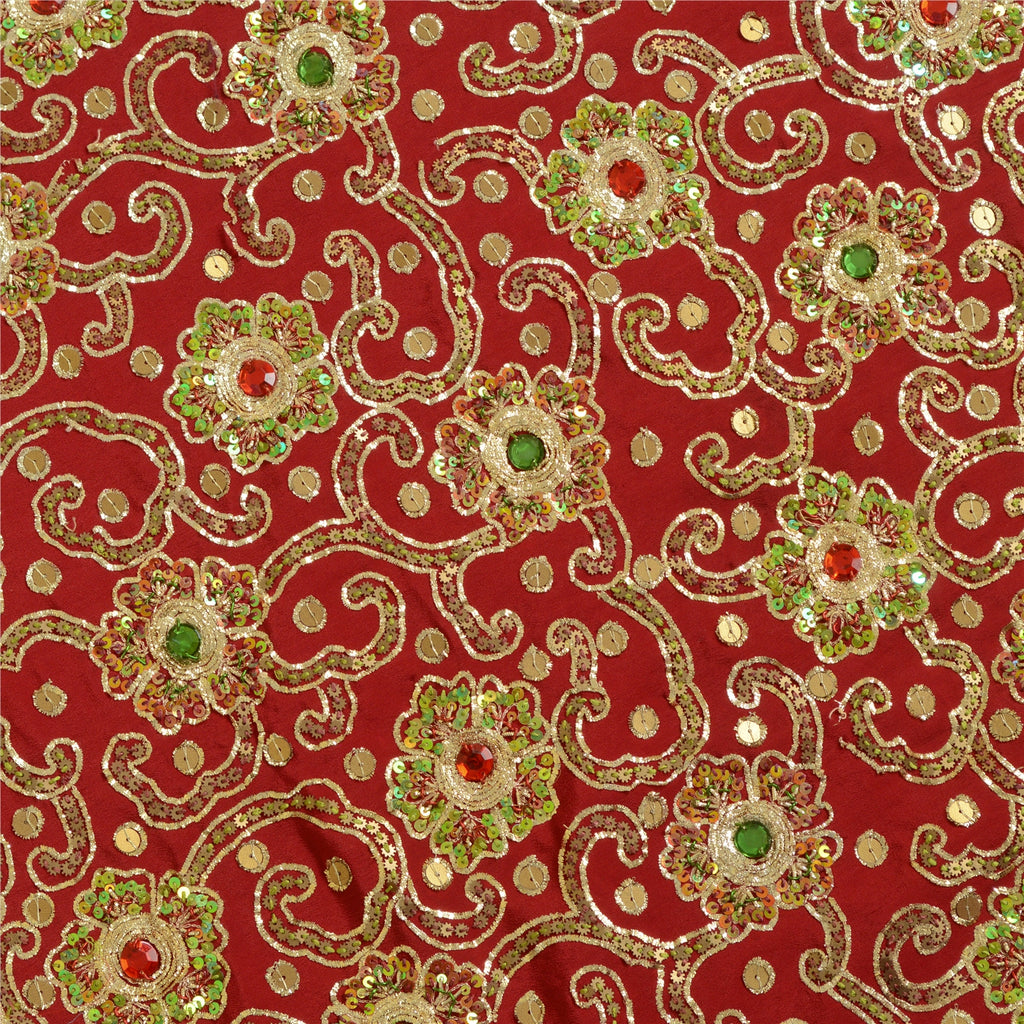 Sanskriti Red Wedding Long Skirt Pure Silk Hand Beaded Ethnic Unstitched Lehenga