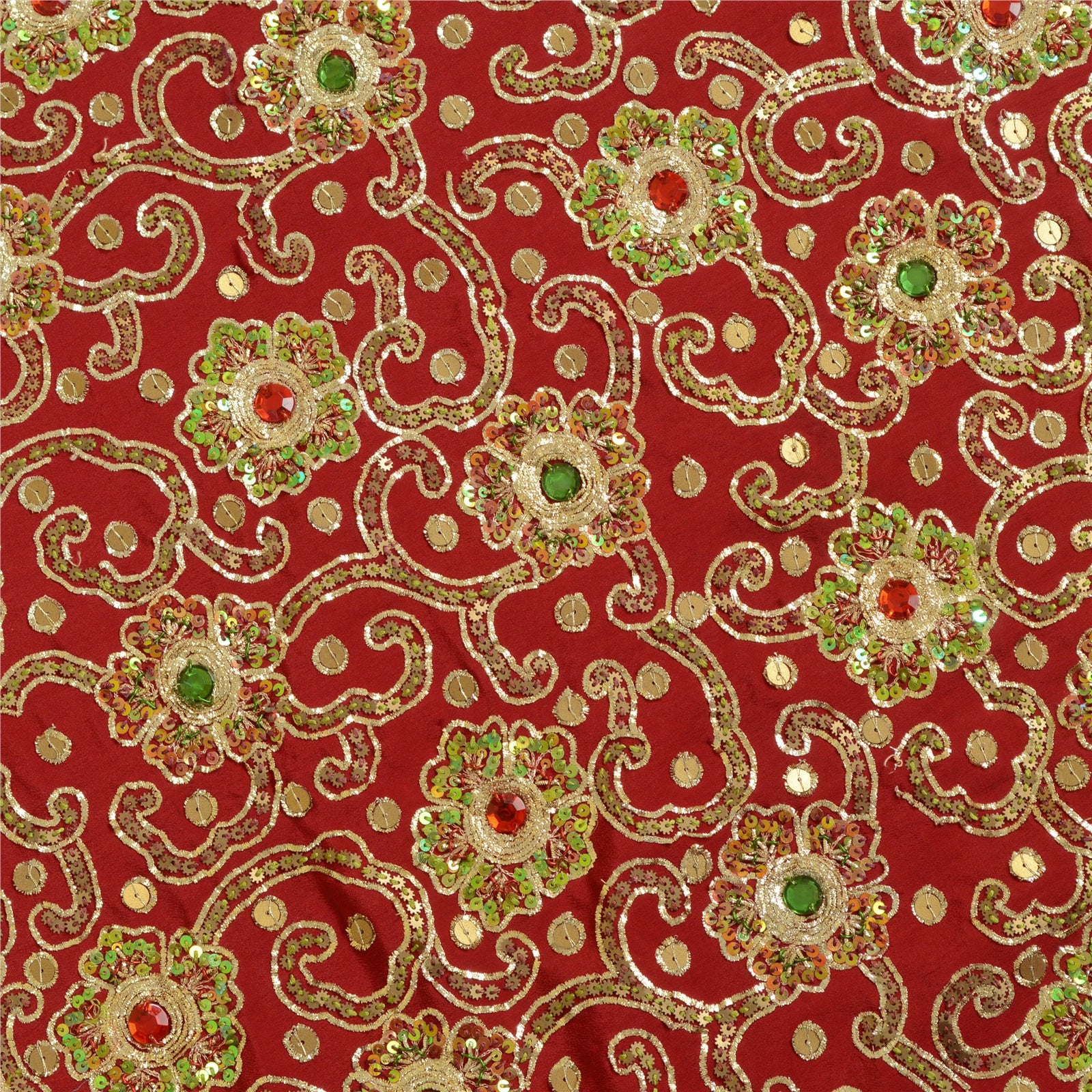 Sanskriti Red Wedding Long Skirt Pure Silk Hand Beaded Ethnic Unstitched Lehenga