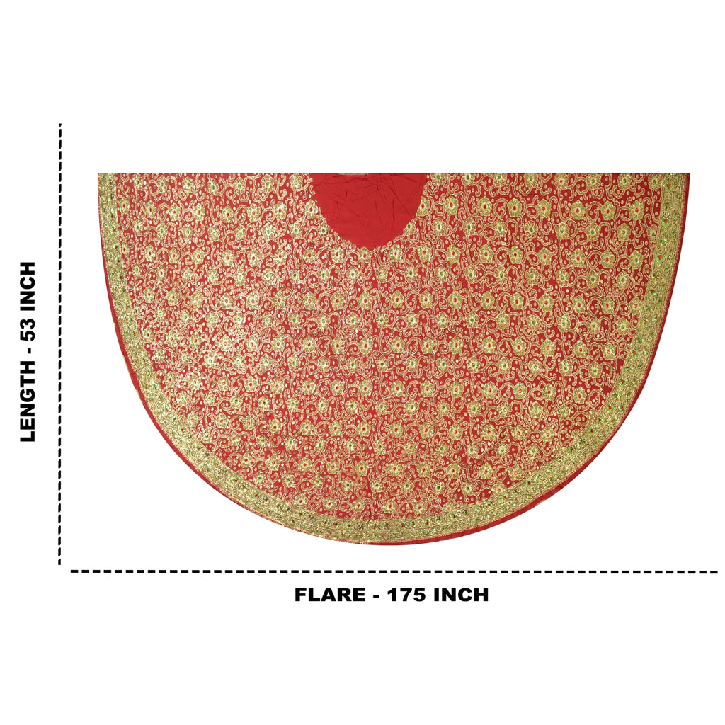 Sanskriti Red Wedding Long Skirt Pure Silk Hand Beaded Ethnic Unstitched Lehenga