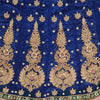 Sanskriti New Blue Net Mesh Long Skirt Unstitched Hand Beaded Ethnic Dressing