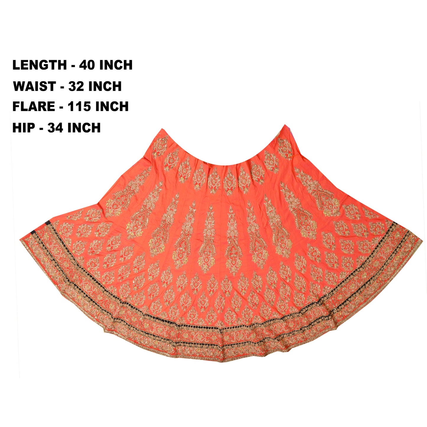 Sanskriti Vintage Peach Long Skirt Pure Silk Hand Beaded Unstitched Lehenga