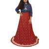 Sanskriti New Dark Red Long Skirt Pure Silk Hand Beaded Unstitched Lehenga